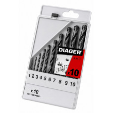 Набір свердел по металу 10 штук (1-10 мм) Diager HSS Standard