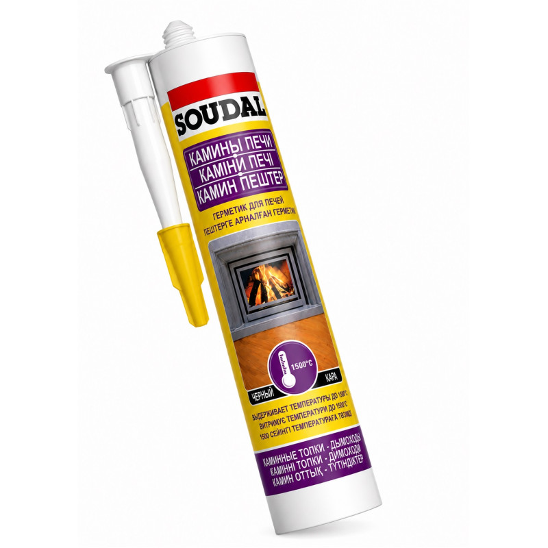 Герметик для печей и каминов Soudal Calofer до 1500°С 280 мл, черный