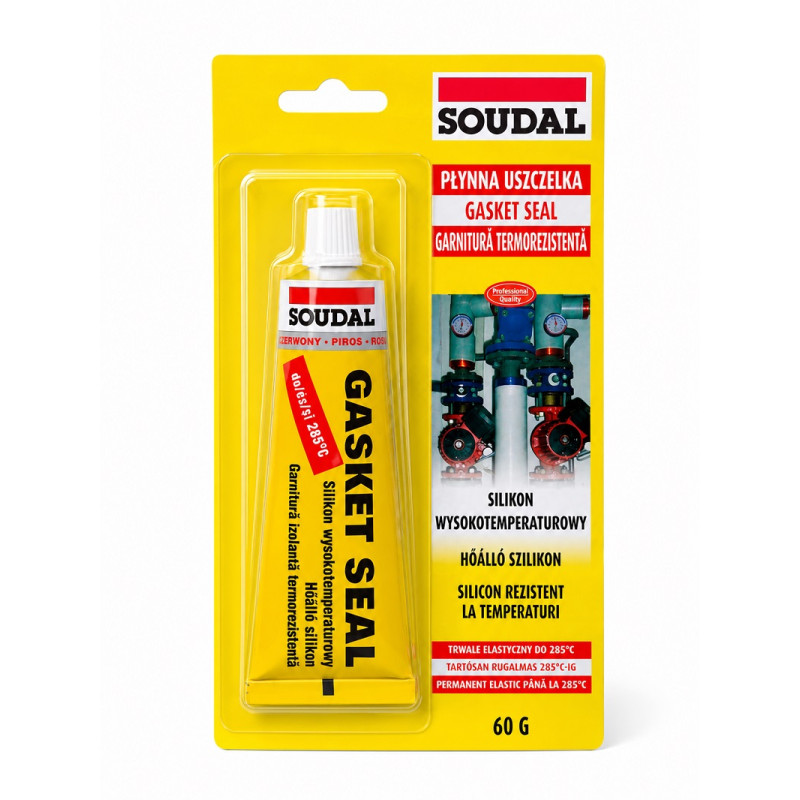 Герметик силиконовый Soudal Gasket Seal 60 мл термостойкий, красный