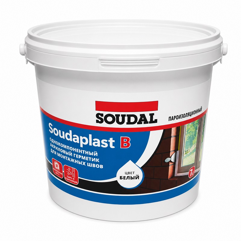 Герметик-мастика для внутренних работ Soudal Soudaplast B 7 кг, белая