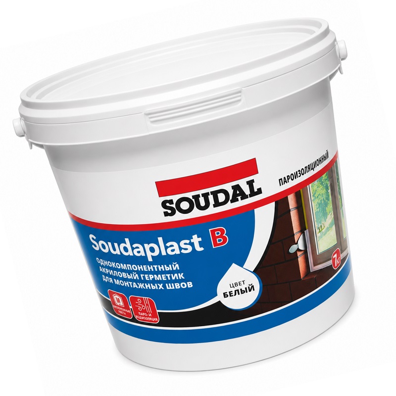 Герметик-мастика для внутренних работ Soudal Soudaplast B 7 кг, белая