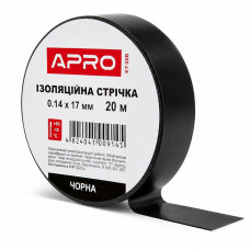 Лента изоляционная ПВХ 0.14 мм × 17 мм × 20 метров черная, Apro