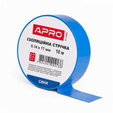Лента изоляционная ПВХ 0.14 мм × 17 мм × 10 метров синяя, Apro