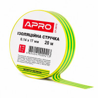 Лента изоляционная ПВХ 0.14 мм × 17 мм × 20 метров желто-зеленая, Apro