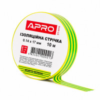 Лента изоляционная ПВХ 0.14 мм × 17 мм × 10 метров желто-зеленая, Apro