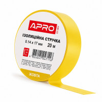 Стрічка ізоляційна ПВХ 0.14 мм × 17 мм × 20 метрів жовта, Apro
