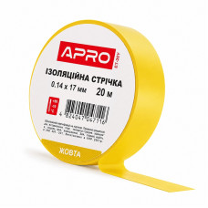 Лента изоляционная ПВХ 0.14 мм × 17 мм × 20 метров желтая, Apro