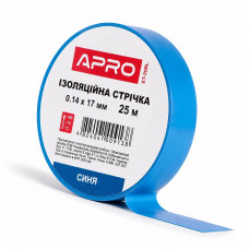 Лента изоляционная ПВХ 0.14 мм × 17 мм × 25 метров синяя, Apro