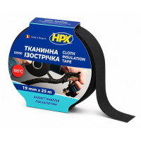 Лента изоляционная тканевая 0.25 мм × 19 мм × 25 метров черная, HPX