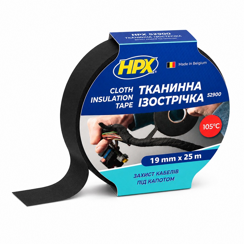 Лента изоляционная тканевая 0.25 мм × 19 мм × 25 метров черная, HPX