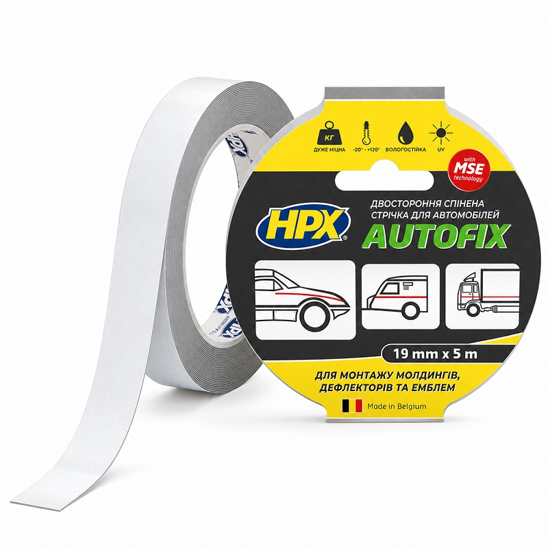 Скотч двухсторонний 12 мм × 1.05 мм × 5 метров универсальный, HPX Autofix
