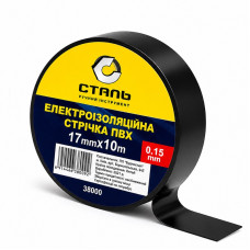 Лента изоляционная ПВХ 0.15 мм × 17 мм × 10 метров черная, Сталь