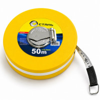 Рулетка геодезическая 50 метров с закрытым полотном из стекловолокна, Сталь