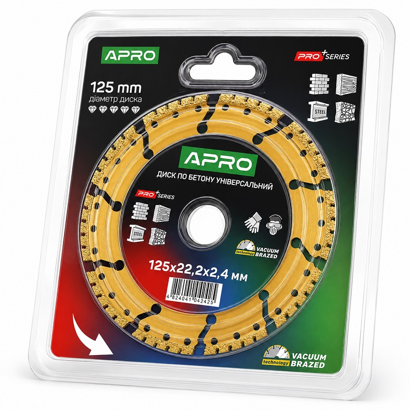 Диск алмазний відрізний універсальний 125 × 2,4 × 22,2 мм Apro Pro
