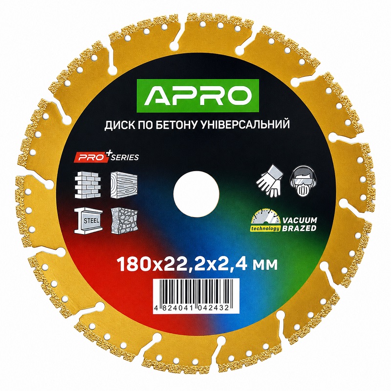 Диск алмазний відрізний універсальний 180 × 2,4 × 22,2 мм Apro Pro
