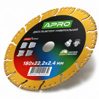 Диск алмазный отрезной универсальный 180 × 2,4 × 22,2 мм Apro Pro