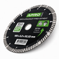 Диск алмазный отрезной Турбо-Сегмент 180 × 2,2 × 22,22 мм Apro 