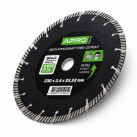 Диск алмазный отрезной Турбо-Сегмент 230 × 2,4 × 22,22 мм Apro 