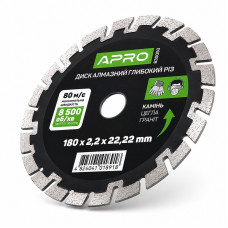 Диск алмазний відрізний Глибокий Різ 180 × 2,2 × 22,22 мм Apro