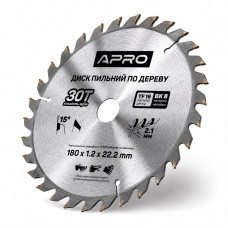  Диск пильний по дереву 180 × 1,2 × 22,2/20 мм 30 зубців Apro