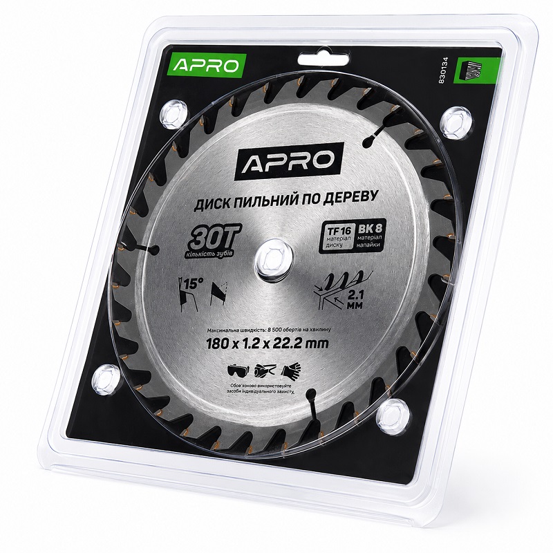  Диск пильний по дереву 180 × 1,2 × 22,2/20 мм 30 зубців Apro