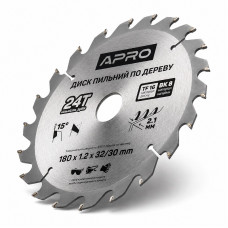  Диск пильний по дереву 180 × 1,2 × 32/30 мм 24 зуби Apro