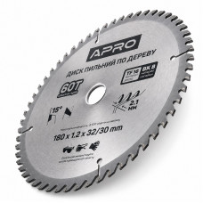  Диск пильний по дереву 180 × 1,2 × 32/30 мм 60 зубців Apro