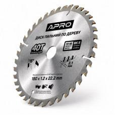 Диск пильний по дереву 180 × 1,2 × 22,2/20 мм 40 зубців Apro