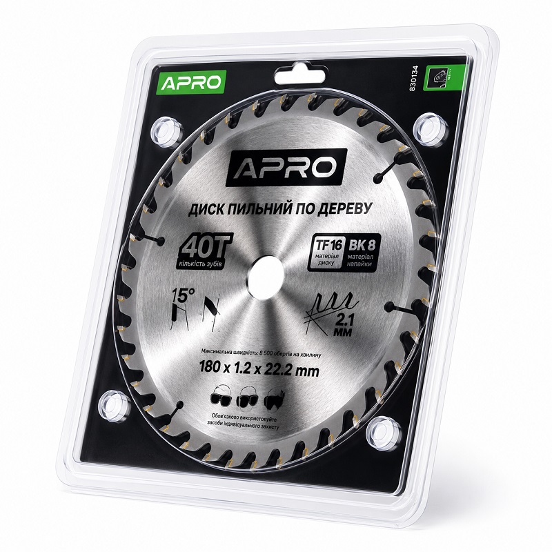  Диск пильний по дереву 180 × 1,2 × 22,2/20 мм 40 зубців Apro