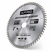 Диск пильный по дереву 180 × 1,2 × 22,2/20 мм 60 зубцов Apro