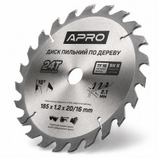  Диск пильний по дереву 185 × 1,2 × 20/16 мм 24 зуби Apro
