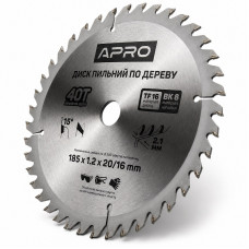  Диск пильний по дереву 185 × 1,2 × 20/16 мм 40 зубців Apro
