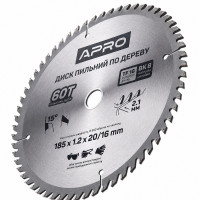  Диск пильний по дереву 185 × 1,2 × 20/16 мм 60 зубців Apro