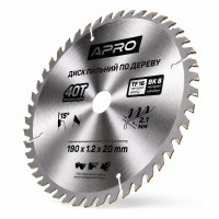  Диск пильний по дереву 190 × 1,2 × 20/16 мм 40 зубців Apro