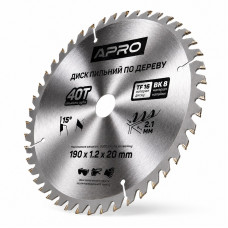  Диск пильний по дереву 190 × 1,2 × 20/16 мм 40 зубців Apro