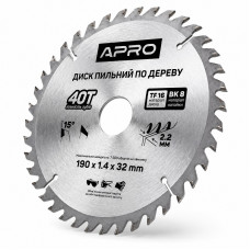  Диск пильний по дереву 190 × 1,4 × 32 мм 40 зубців Apro