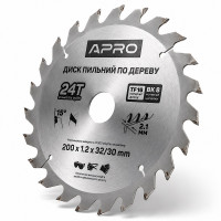  Диск пильний по дереву 200 × 1,2 × 32/30 мм 24 зуби Apro
