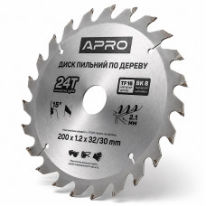  Диск пильний по дереву 200 × 1,2 × 32/30 мм 24 зуби Apro