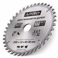  Диск пильний по дереву 200 × 1,2 × 32/30 мм 40 зубців Apro