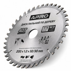  Диск пильний по дереву 200 × 1,2 × 32/30 мм 40 зубців Apro