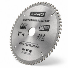  Диск пильний по дереву 200 × 1,2 × 32/30 мм 60 зубців Apro