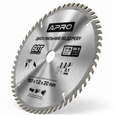  Диск пильний по дереву 190 × 1,2 × 20/16 мм 60 зубців Apro