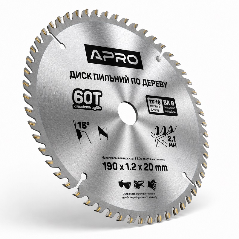  Диск пильний по дереву 190 × 1,2 × 20/16 мм 60 зубців Apro