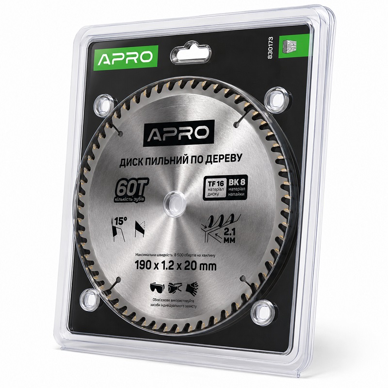  Диск пильний по дереву 190 × 1,2 × 20/16 мм 60 зубців Apro