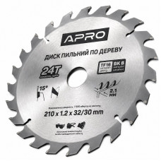  Диск пильний по дереву 210 × 1,2 × 32/30 мм 24 зуби Apro
