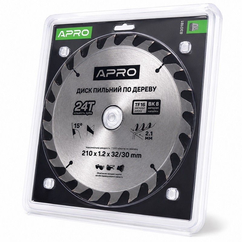  Диск пильний по дереву 210 × 1,2 × 32/30 мм 24 зуби Apro