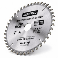  Диск пильний по дереву 210 × 1,2 × 32/30 мм 40 зубців Apro