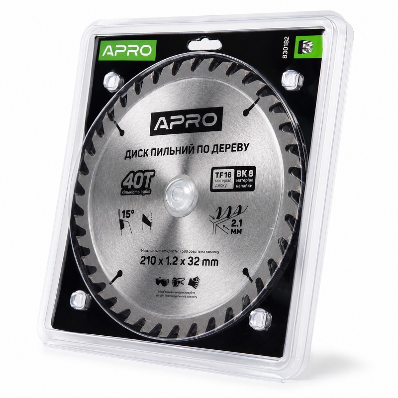  Диск пильний по дереву 210 × 1,2 × 32/30 мм 40 зубців Apro