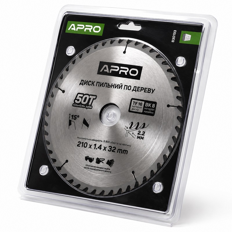  Диск пильний по дереву 210 × 1,4 × 32 мм 50 зубців Apro