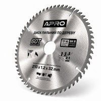 Диск пильный по дереву 210 × 1,2 × 32/30 мм 60 зубцов Apro